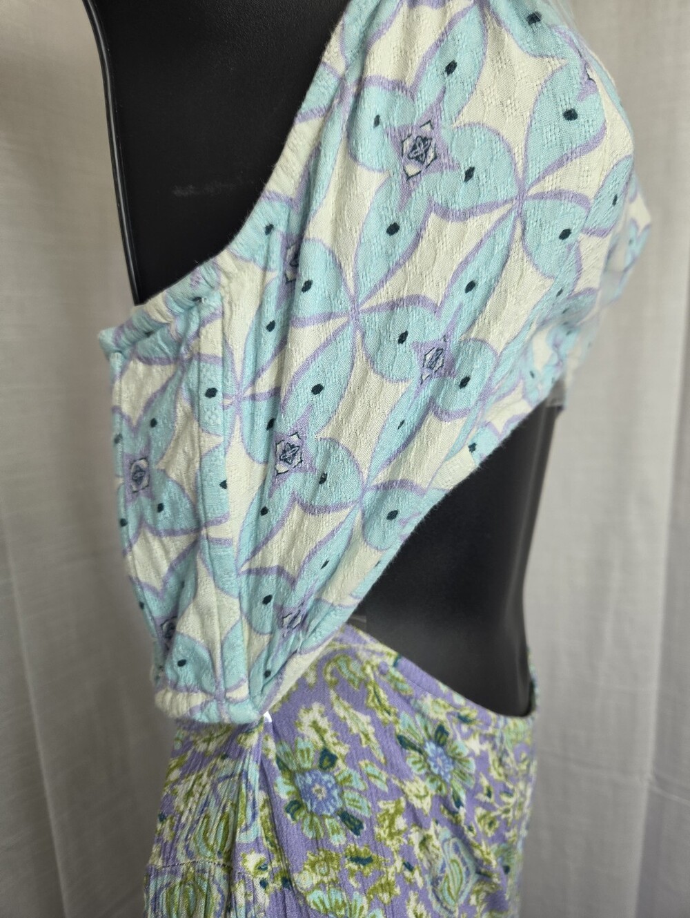 Free People Juliet Cutouts Strapless Wide Leg Jumpsuit Lavender/Purple Floral - Picture 7 of 15